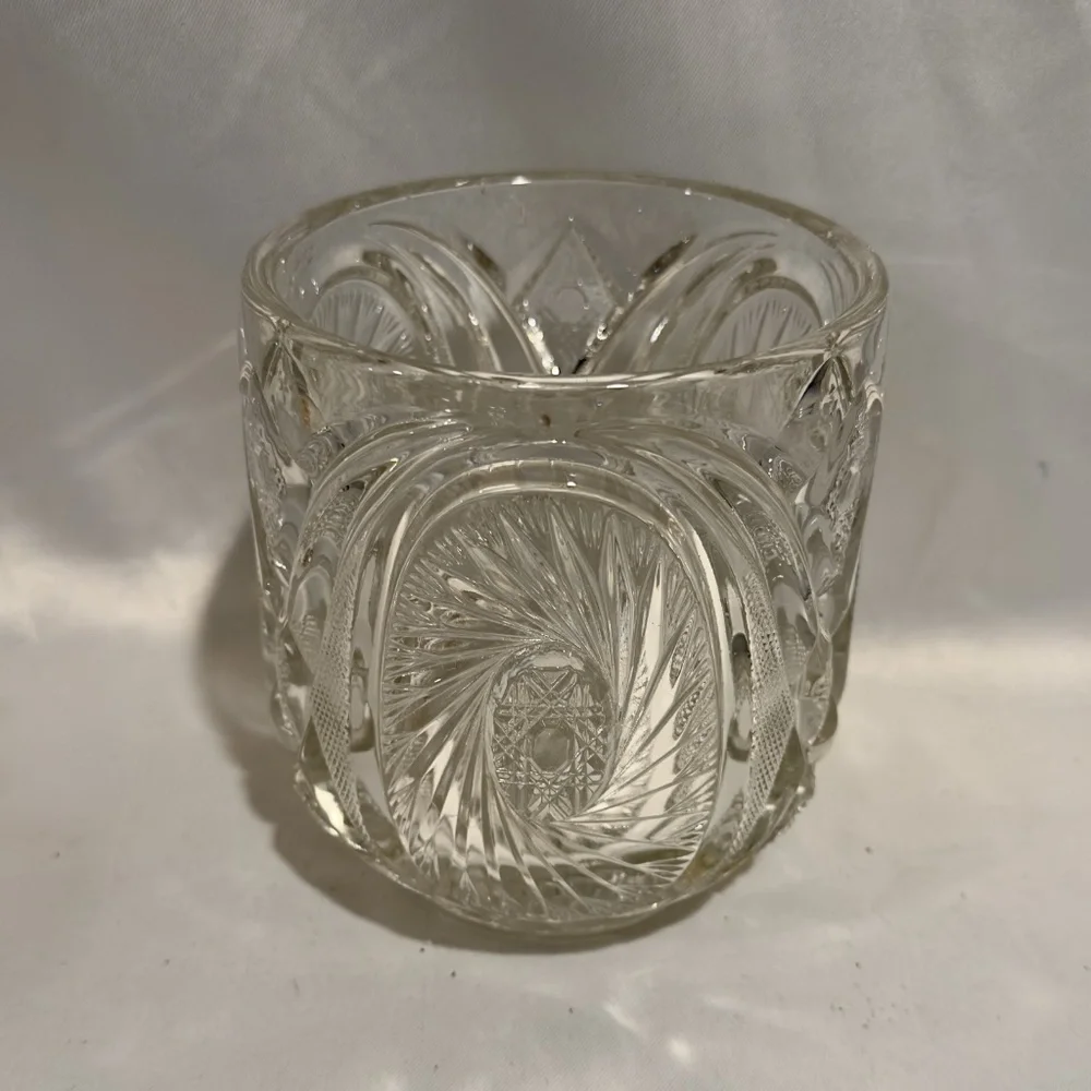 Vintage Pressed Glass Ice Bucket Pinwheel Star Pattern Planter